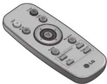 Illustration of a silver remote control with buttons and a 'Lo' button (no text or symbols on the device itself).