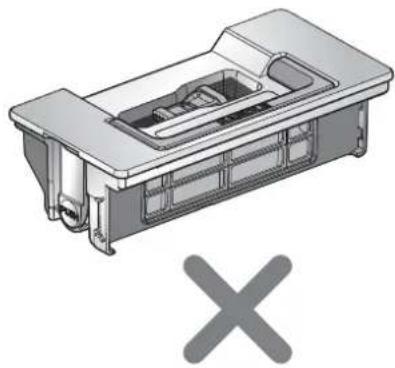 3D diagram of a mechanical component with internal channels and a cross symbol below (no text or labels)
