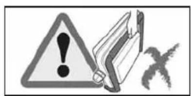 Warning sign with exclamation mark and folder icon, symbolizing hazardous items or errors