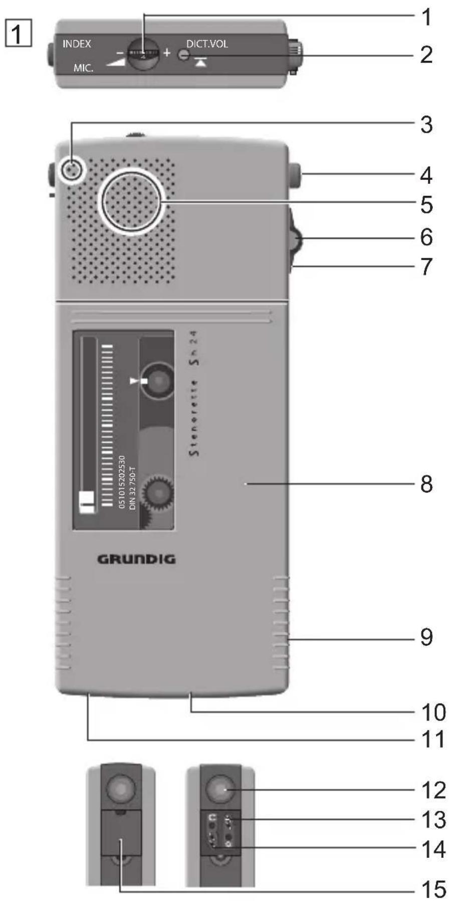 1 INDEX MIC. + DICT.VOL 3 4 5 6 7 051015202530 DIN 32.750-T Stenorette S24 GRUNDIG 8 9 10 11 12 13 14 15