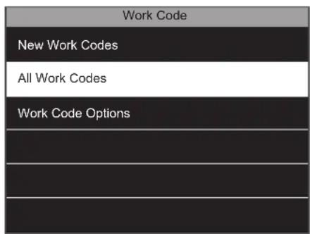 Work Code New Work Codes All Work Codes Work Code Options