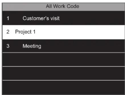 All Work Code 1 Customer's visit 2 Project 1 3 Meeting