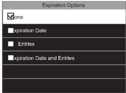 Expiration Options None Expiration Date Entries Expiration Date and Entries