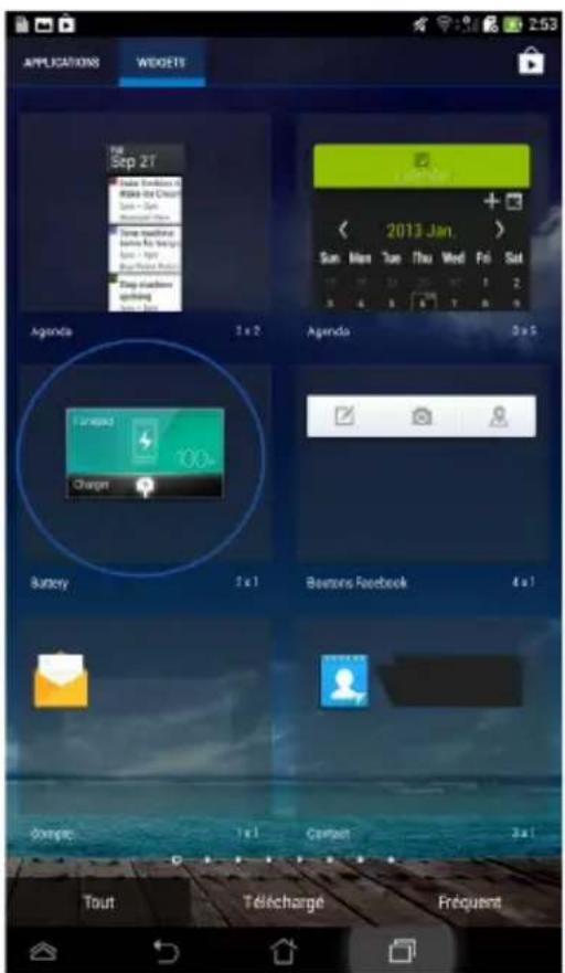 ASUS Fonepad 7 ME372CL - Placer le widget ASUS Battery sur l'écran d'accueil - 1