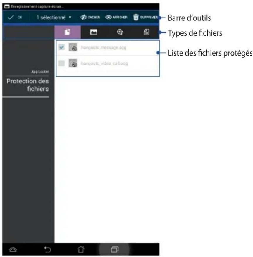Enregistrement capture écran... OK 1 sélectionné Barre d'outils Types de fichiers haugouts.message.dgg haugouts_video.calloogg Liste des fichiers protégés App Locker Protection des fichiers