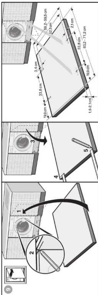 59.2 - 59.5 cm 52.3 cm 21 cm 33.8 cm 63.2 - 71.2 cm 19.9 cm 33.8 cm 3.4 cm 19.9 cm 1.6,2.1 cm 3 4 5 2 1