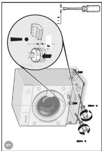 Technical diagram showing mechanical assembly with labeled parts and directional arrows, including a magnified inset of a component.