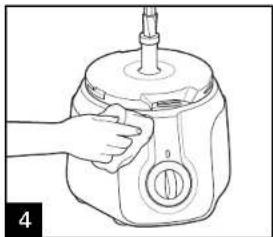 Line drawing of a hand holding a small electronic device with a cylindrical port (no text or symbols)