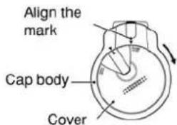 Align the mark Cap body Cover