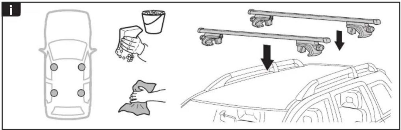 Diagram illustrating car cleaning and maintenance steps with labeled illustrations and directional arrows