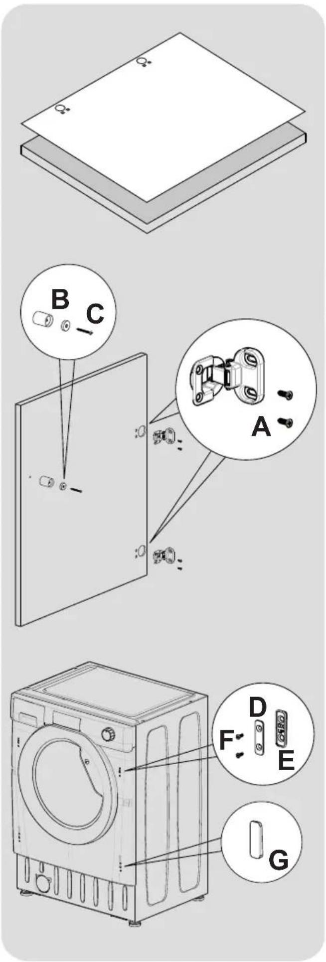TEKA LI4 1270 E - Instruções de montagem da porta do armário - 1
