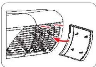 Diagram showing a curved object with internal grid and a separate flat sheet, annotated with red arrows indicating direction.