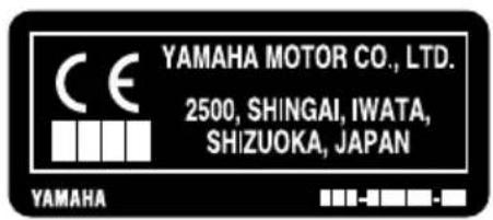 CE YAMAHA MOTOR CO., LTD. 2500, SHINGAI, IWATA, SHIZUOKA, JAPAN YAMAHA
