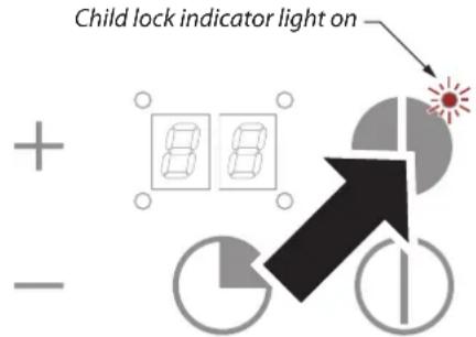 Child lock indicator light on + -