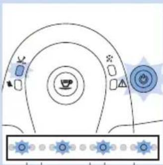 Diagram showing a device control panel with icons for settings, buttons, and display controls