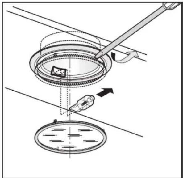 Technical diagram illustrating a mechanical assembly or cleaning process with labeled components and directional arrows