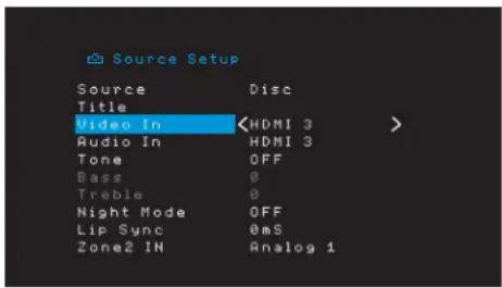 Source Setup Source Disc Title Video In