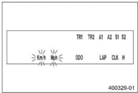 TR1 TR2 A1 A2 S1 S2 Km/h Mph ODO LAP CLK H 400329-01