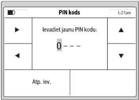 PIN kods 1:27pm ▶ levadiet jaunu PIN kodu: 0 --- ▲ ◀ ▼ Atp. lev.