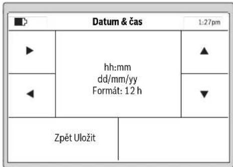 Datum & čas 1:27pm hh:mm dd/mm/yy Formát: 12 h Zpět Uložit