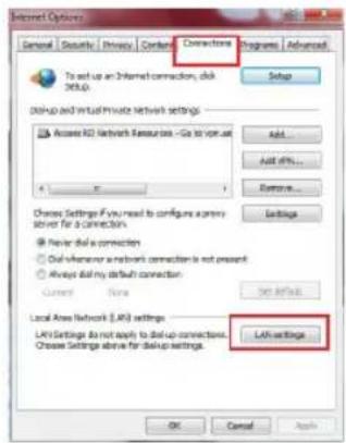 Internet Options General Security Privacy Control Connectors Programs Advanced To set up an Internet connection, click DLL. Setup Backup and virtual Private network settings Access RD Network Resources - Go to your user Add... Add off... Remove... Delete Settings Never dial a connection Dial wheneve…