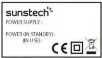 sunstech® POWER SUPPLY : POWER (IN STANDBY): (IN USE): CE 回