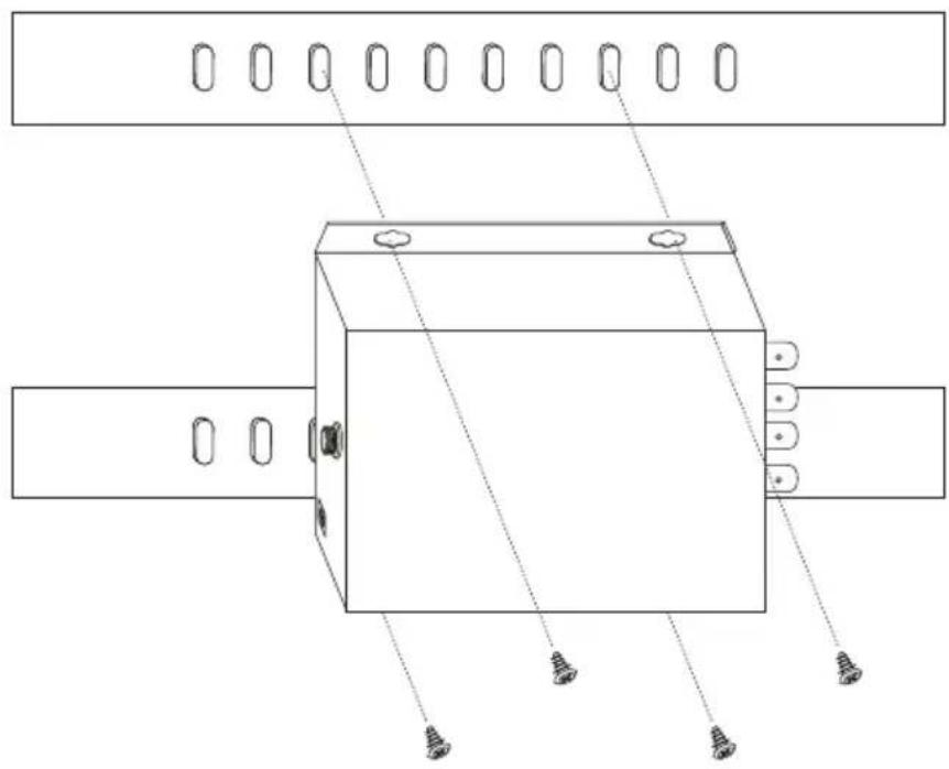 Technical line drawing of a mechanical component with mounting holes and internal components (no text or symbols)