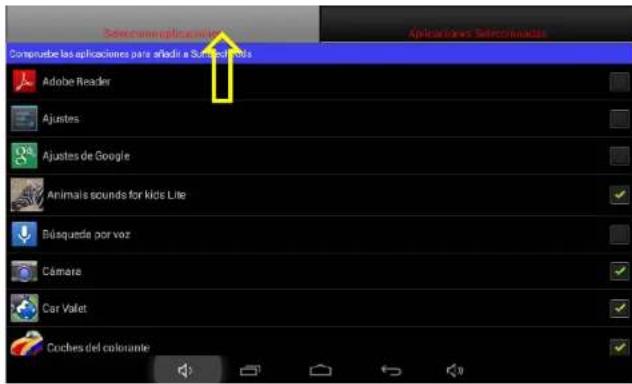 Compuende las aplicaciones para añadir a Superghenda Adobe Reader Ajustes Ajustes de Google Animals sounds for kids Lite Búsqueda por voz Cámara Car Valet Coches del colorante
