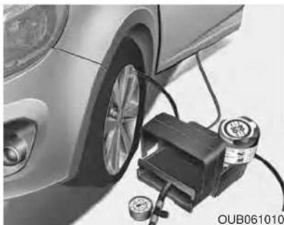 KIA Rio (2015) - Utilisation de la trousse de réparation des pneus - 1