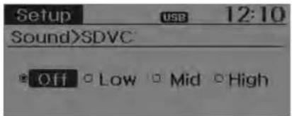 Setup USB 12:10 Sound>SDVC Off Low Mid High
