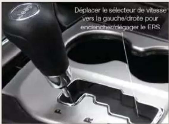 Déplacer le sélecteur de vitesse vers la gauche/droite pour enciencher/dégager le ERS