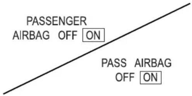 PASSENGER AIRBAG OFF ON PASS AIRBAG OFF ON