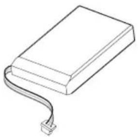 Line drawing of a rectangular electronic component with a curved cable or connector at the end (no text or symbols)