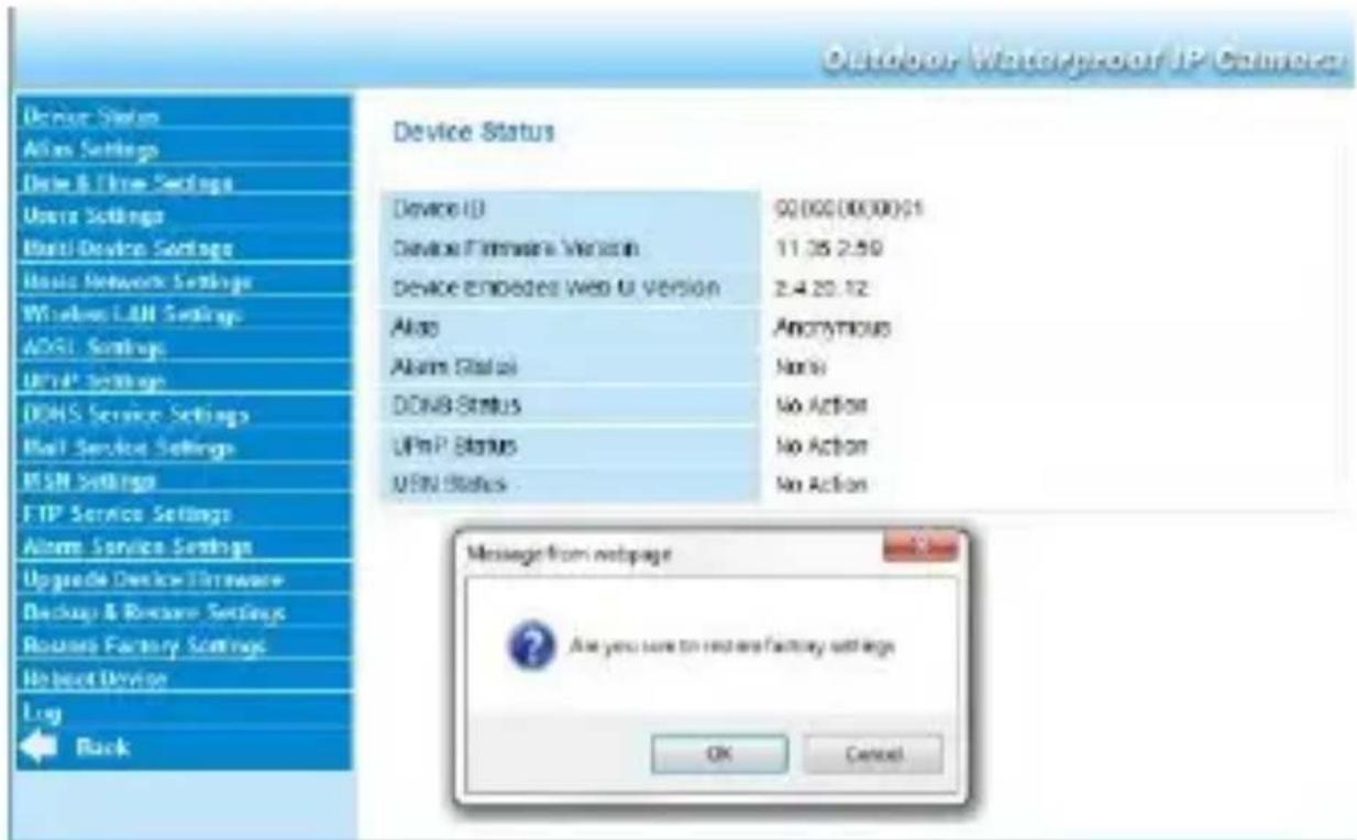 VELLEMAN CAMIP7N - Auf Werkseinstellungen zurücksetzen (Restore Factory Settings) - 1