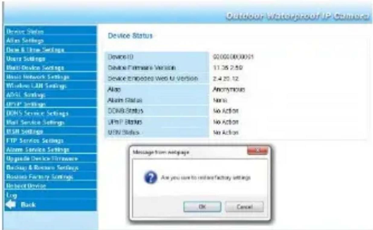 VELLEMAN CAMIP7N - Restaurar los ajustes de fábrica (Restore Factory Settings) - 1