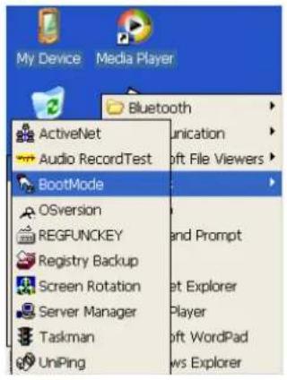 My Device Media Player Bluetooth ActiveNet Audio RecordTest BootMode OSversion REGFUNCKEY Registry Backup Screen Rotation Server Manager Taskman UniPing
