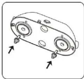 Technical line drawing of a mechanical component with mounting holes and directional arrows (no text or symbols)