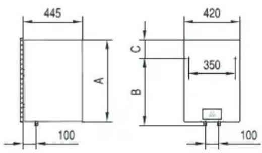 445 A 100 C B 420 350 100