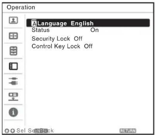 SONY VPL-SW635C - Selezione della lingua del menu - 2