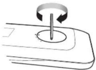 Diagram of a mechanical component with a rotating shaft and circular feature, no text or symbols.