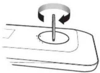 Diagram of a mechanical component with a rotating shaft and circular center (no text or symbols)