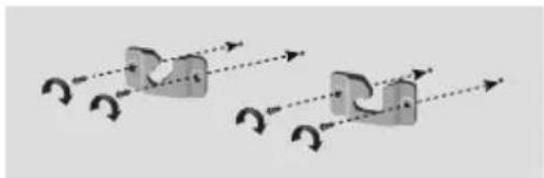 Two identical 3D mechanical components with dashed arrows indicating direction, no text or symbols present.