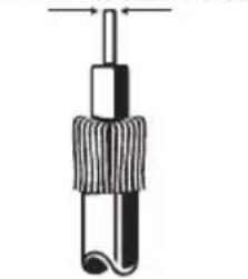 Simple line drawing of a mechanical component with a coiled spring and threaded end (no text or symbols)