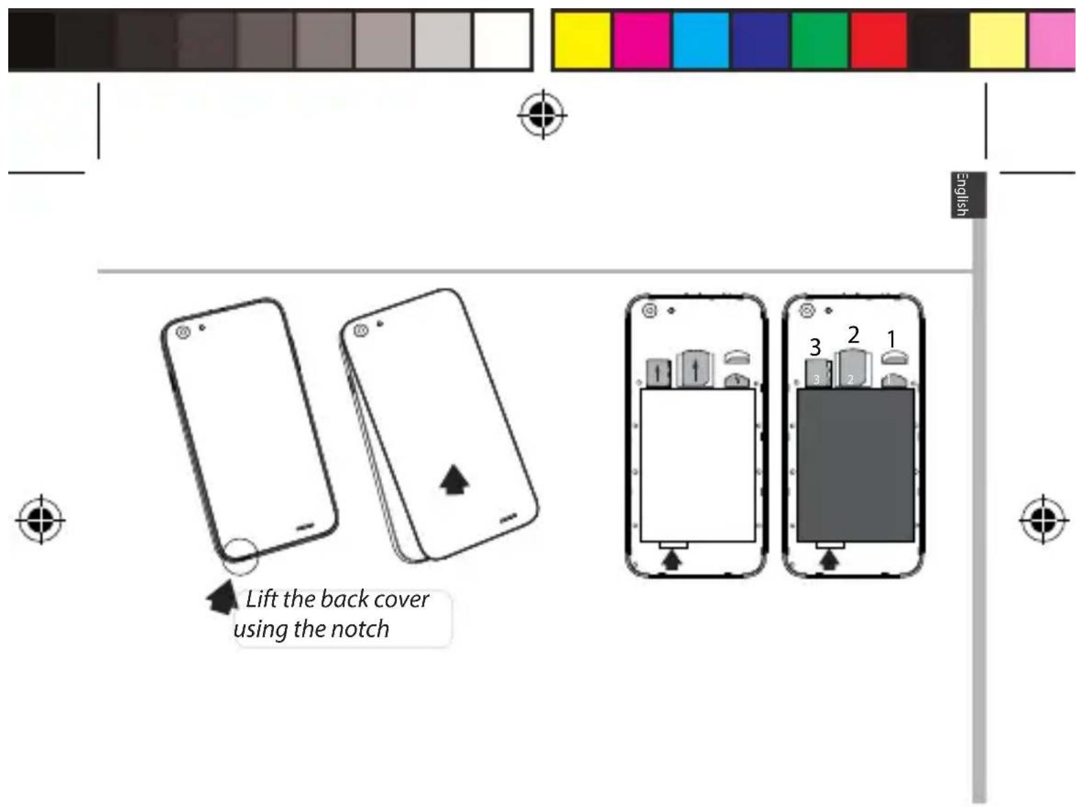 Lift the back cover using the notch