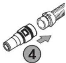Diagram showing two connected cylindrical connectors with a numbered circle and arrow, no text or symbols present.