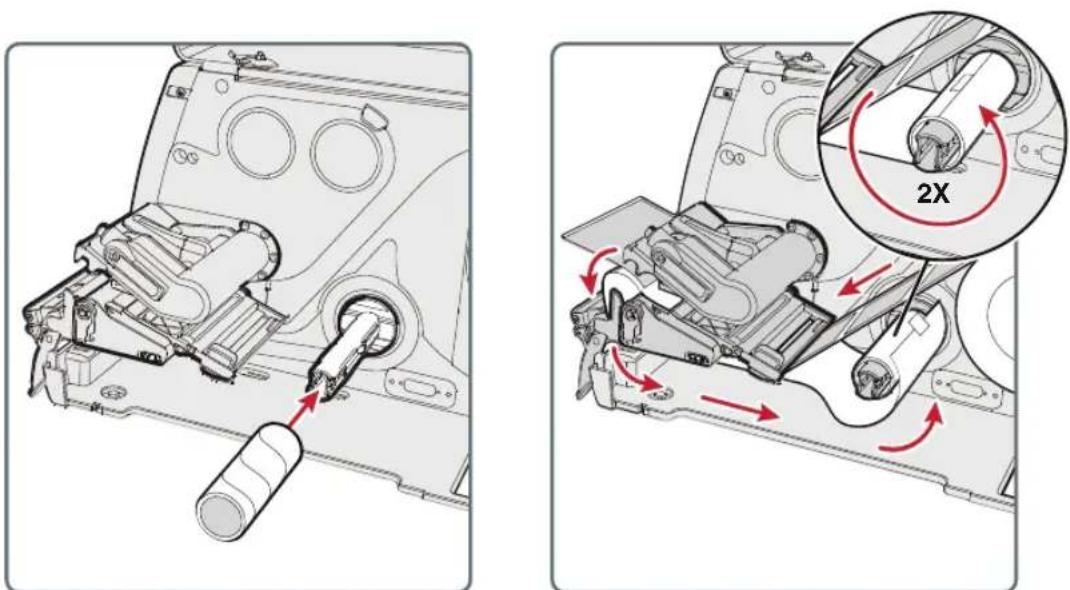 Technical diagram showing mechanical assembly with labeled components and directional arrows indicating motion or movement