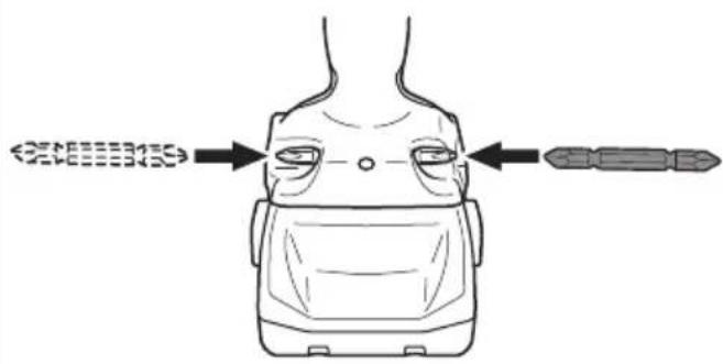 Diagram showing a medical device with labeled components and directional arrows indicating flow or placement.