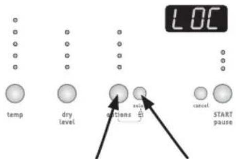 temp dry level settings select cancel START pause LOC
