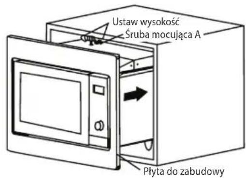 Ustaw wysokość Śruba mocująca A Płyta do zabudowy