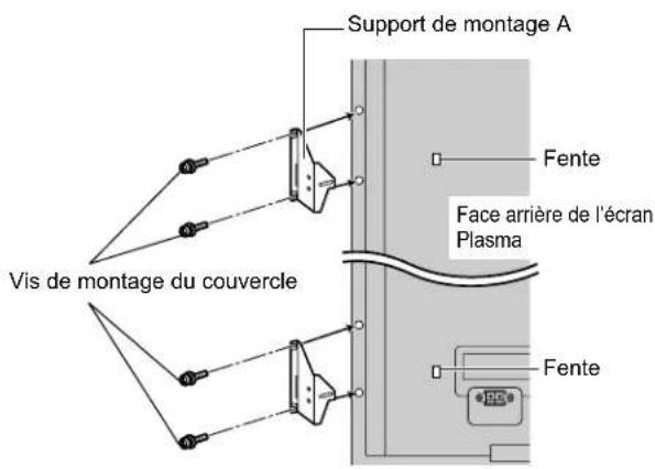 Support de montage A Vis de montage du couvercle Face arrière de l'écran Plasma Fente Fente